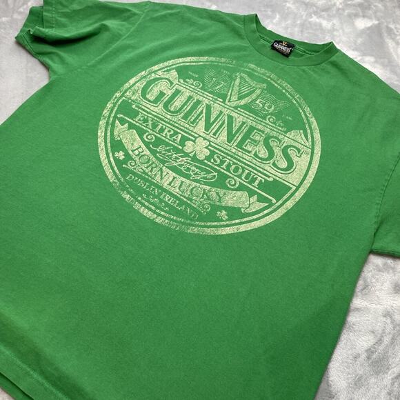 Official Guinness Beer Tee T-Shirt Mens 2XL Green Short Sleeve Stout Oktoberfest - Picture 1 of 9